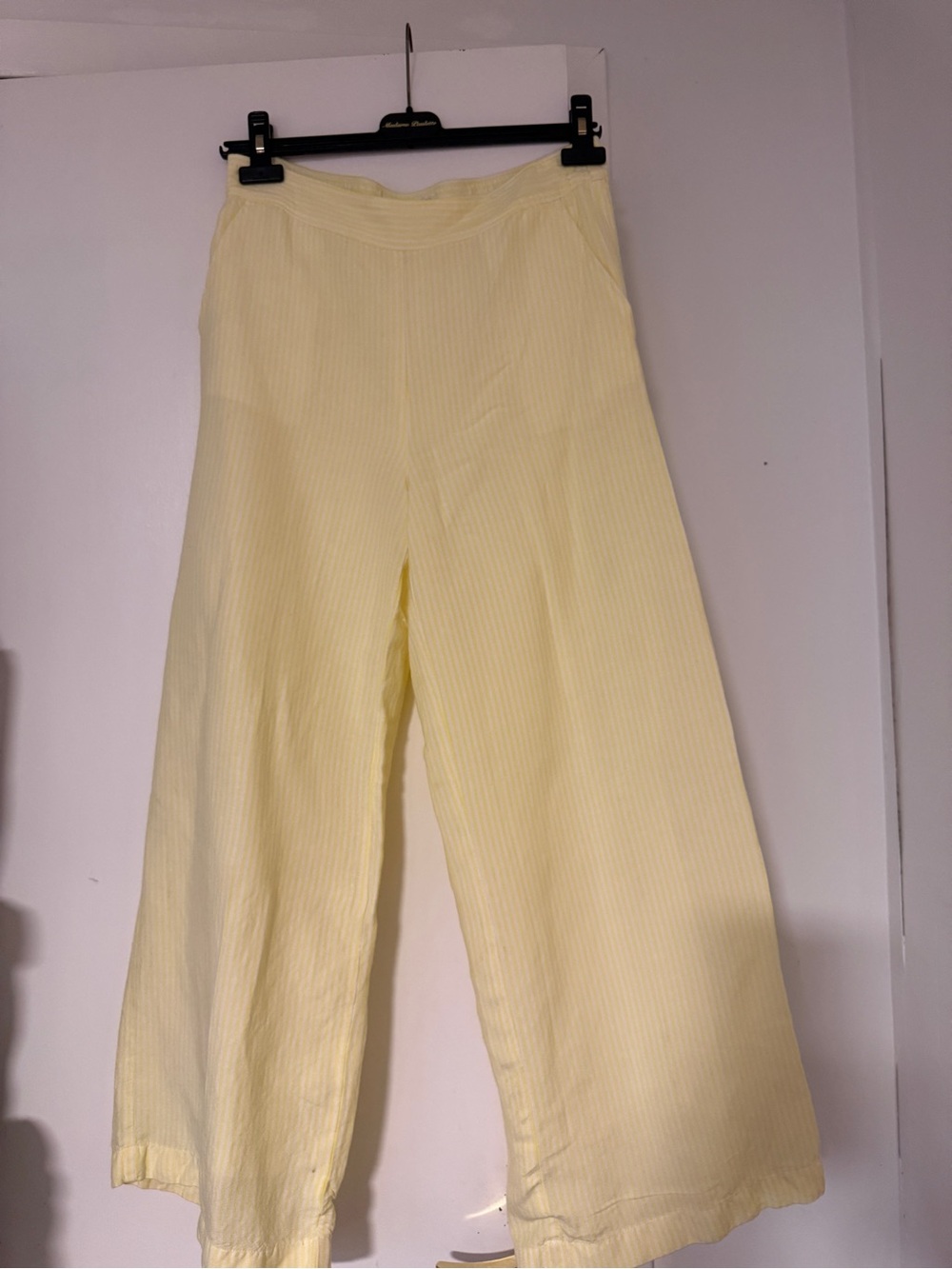 LOFT 100% cotton Pale Yellow Wide-Leg Women's Pants